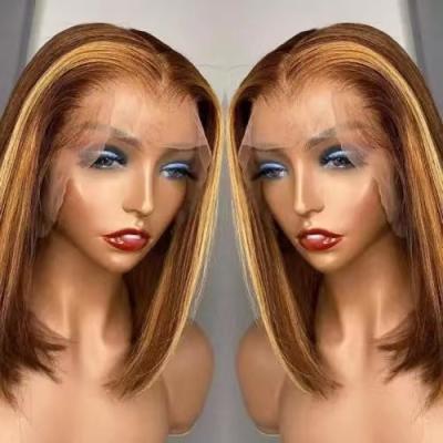 China Good Thickness And Short Hair LK Small Raw Bob Wig t Lace Front Wig With Baby Hair Cuticle Align Hair Bee Color for sale