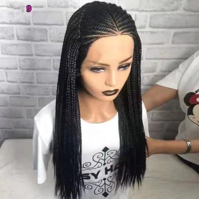 China Afro Wave LK Factory Price 150% 180% Semi Handmade Crochet Lace Front Wig Black 13x4 Lace Closed Braid Hair For African Women for sale