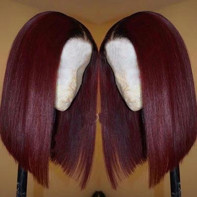 China 100% Brazilian Light Red Bobo Lace Front Wig Glueless Color Wig Good Thickness And Super Small Fashion LK Short Hair 613 Luxury Virgin Hair Lace Front Wig for sale