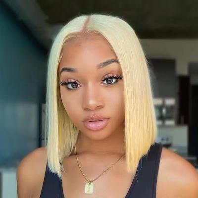 China Good Thick And Small Blonde Bob Wig African American Human Hair Lace Front Wig 613 Short Hair LK Brazilian Virgin Straight Hair Pre Pulls for sale