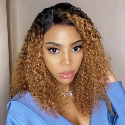 China Good Thickness And Small LKPixie Short Hair Cut 100% Peruvian Hair Short Lace Front Wig Brown Deep Curly Hair Wig For Black Women for sale