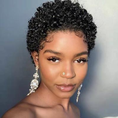 China Good Thick And Small Unprocessed Cheap Wholesale Raw Cambodian Curly Wave Hair Wig Remy Pixie Cut Short Loose Deep Virgin Hair LK for sale