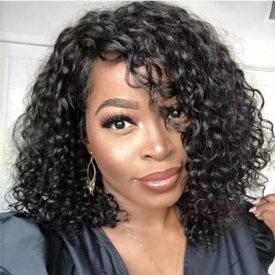 China Curly Lace Front Wig 13#4 Good Thickness Small Brazilian Hair HD Short Hair LK 100% Pre-Pull Wig Fits Fashionable Women with Bleached Knots for sale