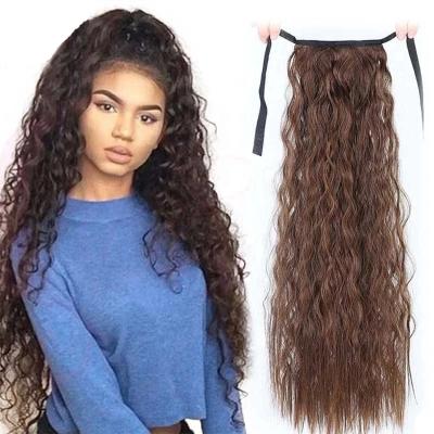 China LK 18 Loose Drawstring Ponytail Long Wave Blonde Red Brown Synthetic Wig Extension Wig XCKQ-H404 for sale