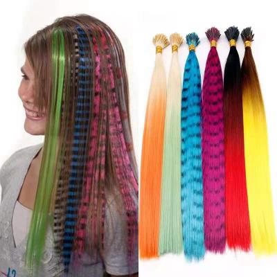 China LK82 Color Hair Extension Rainbow Chemical Fiber Hair High Temperature Wire Rod Can Perm Straight Hair African Dirty Braid Wig H-118 for sale