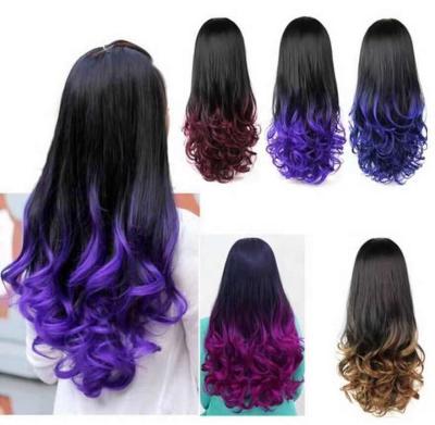 China LK Women s Water Wave Long Curly Hair Brown Vibrant Purple Synthetic Wig Big 24 Inches Heat Resistant Wig for sale