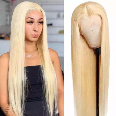 China LK Luxury Golden Long Silky Straight Wave 613 None Lace Wig Blonde Elegant Silky Ladies Hair Heat Resistant Synthetic Wig for sale