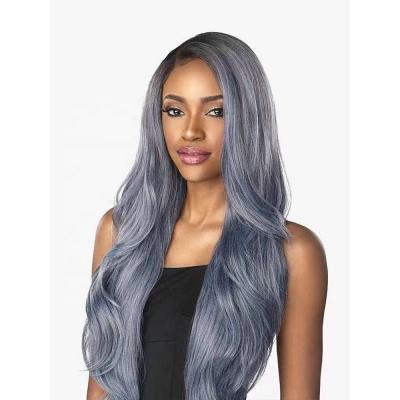 China LK BUCKLE Cosplay FRENCH Outstanding Long Wavy Wig Blue Body Wig 24 Inch Synthetic Hair for sale