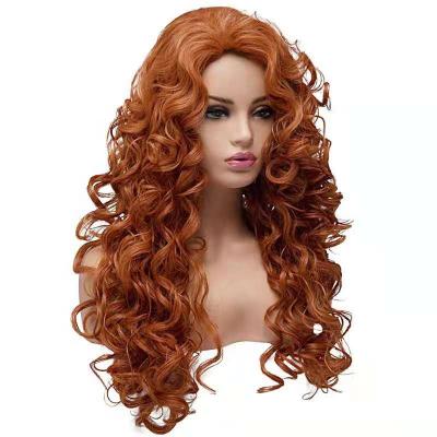 China Italian Wave LK Ginger Long Curly Hair Gorgeous Loose Wavy Holiday Party Synthetic Wig 18 Inches for sale