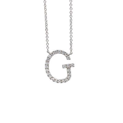 China FASHIONABLE HOT English Silver Alphabet Personalized Initial Letter G 925 Necklace for sale