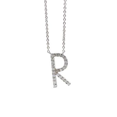 China FASHIONABLE HOT English Silver Alphabet Personalized Initial Letter R 925 Necklace for sale