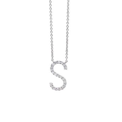 China FASHIONABLE HOT English Silver Alphabet Personalized Initial Letter S 925 Necklace for sale