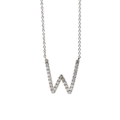 China FASHIONABLE HOT English Silver Alphabet Personalized Initial Letter W 925 Necklace for sale