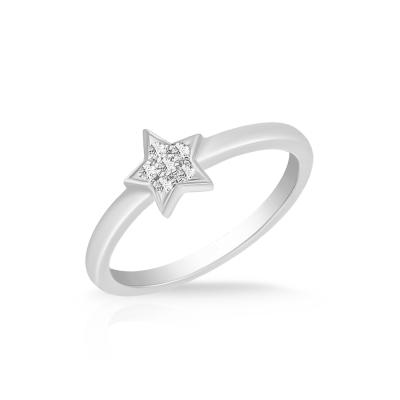 China Cute Hot Trendy Shining Star Shape Diamond Fashion 18K Gold Ring for sale