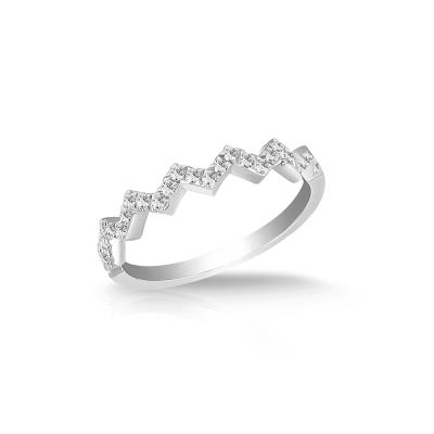 China Trendy Hot Elegant Wave Pattern Diamond Fashion 18K Gold Ring for sale