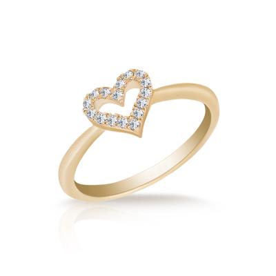 China New Causal Adorable Cute Minimalist Heart Shape Diamond 18K Gold Ring Jewelry for sale