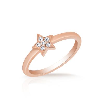 China New Trendy Minimalist Beautiful Star Diamond 18K Gold Ring Jewelry for sale