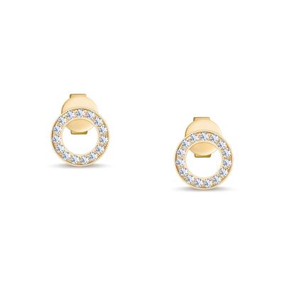 China Circle Shape Diamond 18K Gold Earrings Trendy Hot Elegant Fashion Jewelry for sale