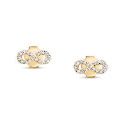 China New FASHIONABLE Must-Have Modern Infinity Sign Diamond 18K Gold Earrings Jewelry for sale