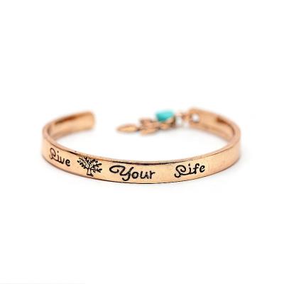 China FASHIONABLE Hot Selling Turquoise Open Silver Plated Retro Stone Customized Letters Bangle Bracelets for sale