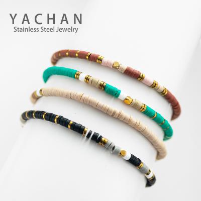 China Newest Bohemia YA-CHAN BOHEMIA Jewelry Stainless Steel Bracelet Rubber Colorful Handmade Colorful Rope Bracelet for sale