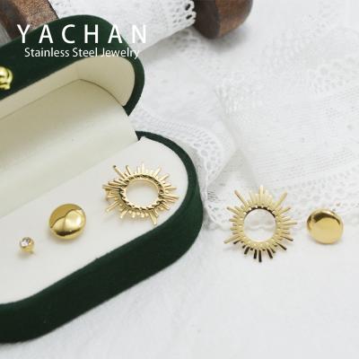 China Trendy border explosions diamond earrings wholesale European and American fashion sun titanium radial combination earring sets for sale