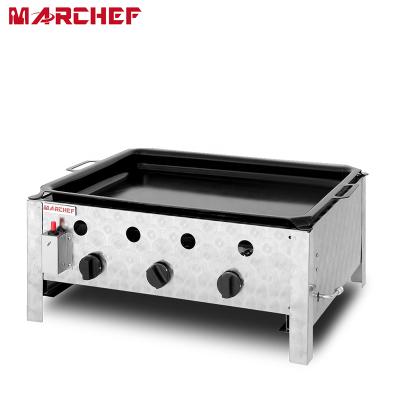 China Stainless Steel Professional Restaurant Equipment 3 Burner Counter Top Steak BBQ Gas Grill Commercial Supplying Grill for sale