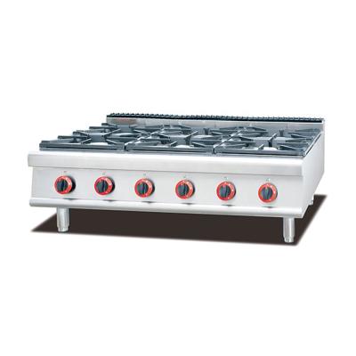 China LPG CE Certificate Stainless Steel Worktop LPG Gas Stove Cooker 6 Burner Stove for sale