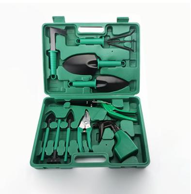 China Durable+Portable+Comfortable Handle 10 Pcs Multifunctional Garden Tool Kit with Plastic Box Garden Equipment and Mini Tools Garden DIY Tool for sale