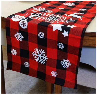 China American Style Printed Santa Table Flag Eat Mat Canvas Plaid Christmas Table Place Mats For Christmas Decoration for sale