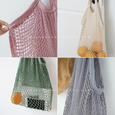 China Folding Recycled Manufacturers Wholesale Biodegradable Reusable Foldable Mesh Net Bag Shopping Tote Cotton Shopping Tote Bag For Foods for sale