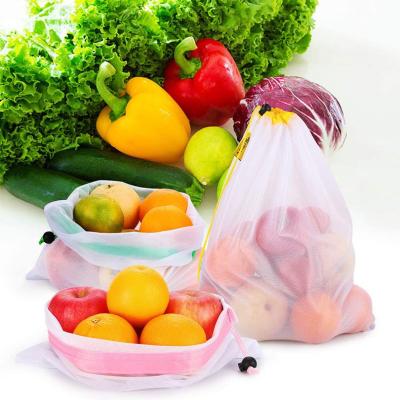 China Wholesale Promotional High Quality Eco Rope Handle Reuse Reusable Fruit And Vegetable Product Mesh Bags for sale