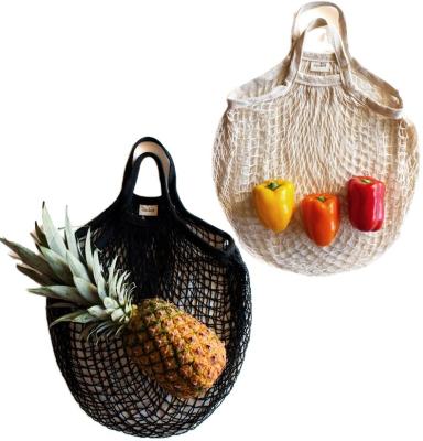 China Reusable Handled Grocery Bags Cotton Mesh Tote Bag, Farmer Market Fruit and Vegetable Zero Waste Bag, String Mesh Shopping Net Bag for sale