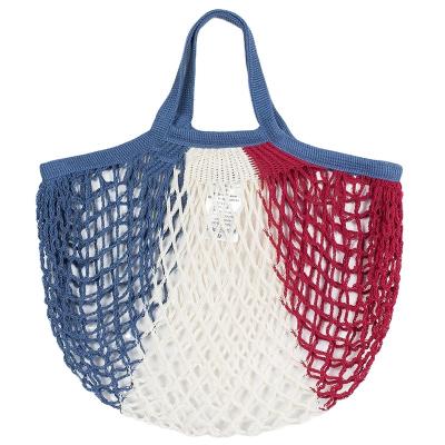 China High Quality Top Handled Selling Raw Natural Cotton Square Net Reusable Grocery Mesh Bag for sale