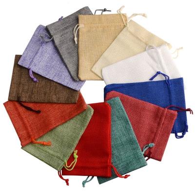 China 10x14CM Recyclable Small Drawstring Pouch Jewelry Packaging Wedding Gift Linen Canvas Bag for sale