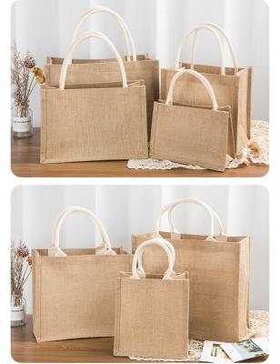 China Wholesale Canvas Handled Tote Bag Jute Reusable Beach Bag Canvas Shopping Bag Recycle for sale