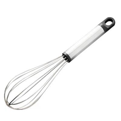 China Viable Hot Sale Kitchen Baking Tools 10 /12/14/16 Inch Stainless Steel Egg Beater Tools With Handle for sale