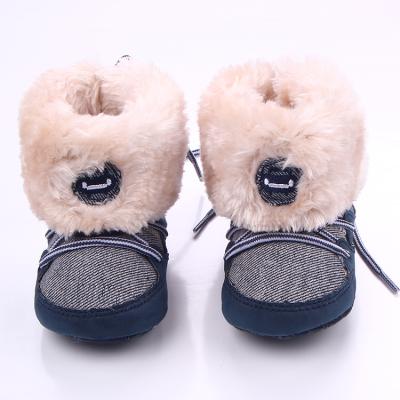 China Wholesale New Arrival Cloth And PVC Anti-slip Winter Baby Warm Snow Boots for sale