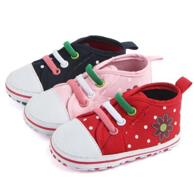 China Lovely Three Colors Soft Unique Anti-odor Canvas Baby Shoes for sale