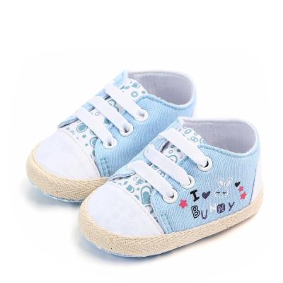 China Cute Cotton Fabric New Arrival Rabbit Design Canvas Prewalker Baby Shoes for sale