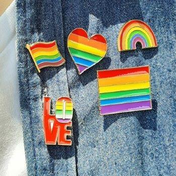 China Vnox Automotive Brooch Set For Women Men Rainbow Heart Flag Jewelry Colorful LGBTQ Pride Love Accessory Metal Brooches for sale