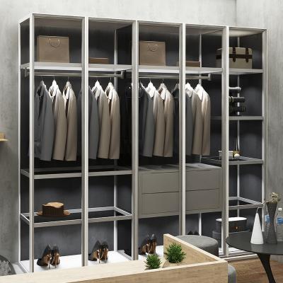 China Adjustable (Height) Metal Frame Furniture Cabinet Glass Wall Wardrobes Cabinet Aluminum Bedroom for sale