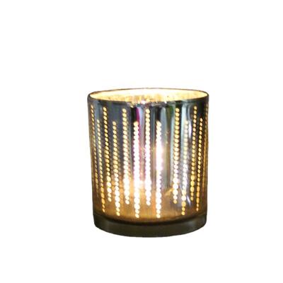 China Home Decoration Wholesale Custom Color Plated Glass Candle Holder for sale