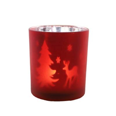 China Wholesale Home Decoration Customized Plate Christmas Candle Container Glass Candle Holders for sale