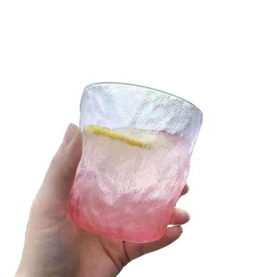 China Fashion Customized New Novelty Multicolor Juice Ripple Shape Glacier Glass Mug for sale