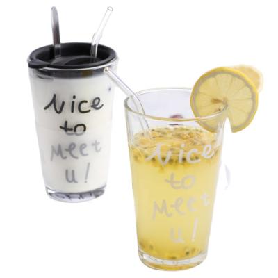 China New Arrival Wholesale Good Quality Glass Cup With Lid And Straw for sale