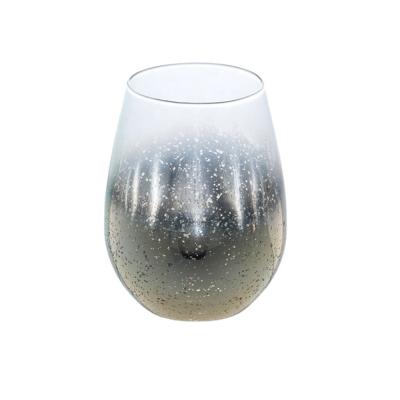 China Colored Stemless Glass Custom Plated Stain Gold Bottom Stemless Wine Glasses for sale