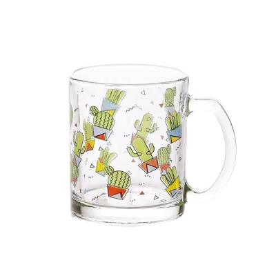 China Viable Wholesale Classic Custom Printing Hello Logo Coffee Mug Transparent Glass for sale