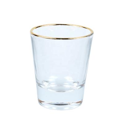 China Wholesale Shot Glass Souvenir 50ml Gold Rim Shot Glass Holder for sale