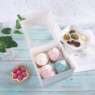 China Factory 16*16*7.5cm 4 Hole Recyclable Custom Box Disposable Cupcake Box For for sale